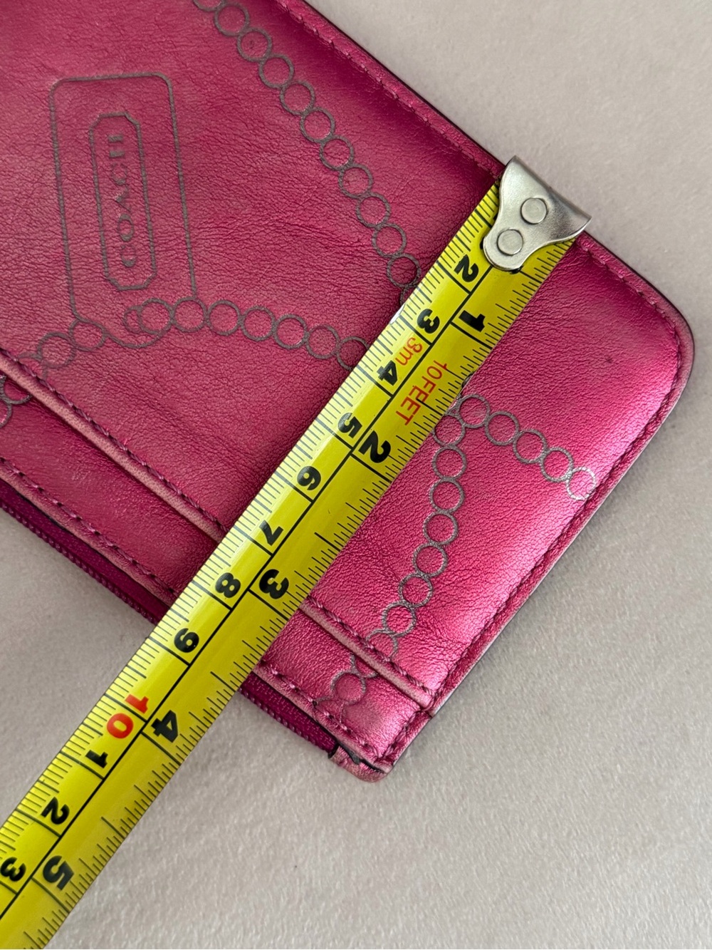 COACH Legacy Pink Metallic Tassel Keychain Wallet - Picture 16 of 16